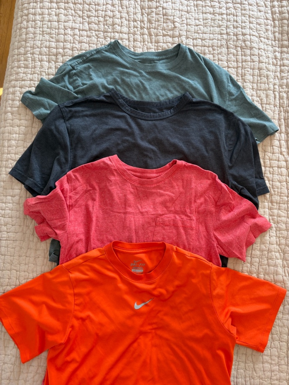 Old Navy and Nike Kids Short-Sleeve Tees in Orange, Red, Gray, and Green